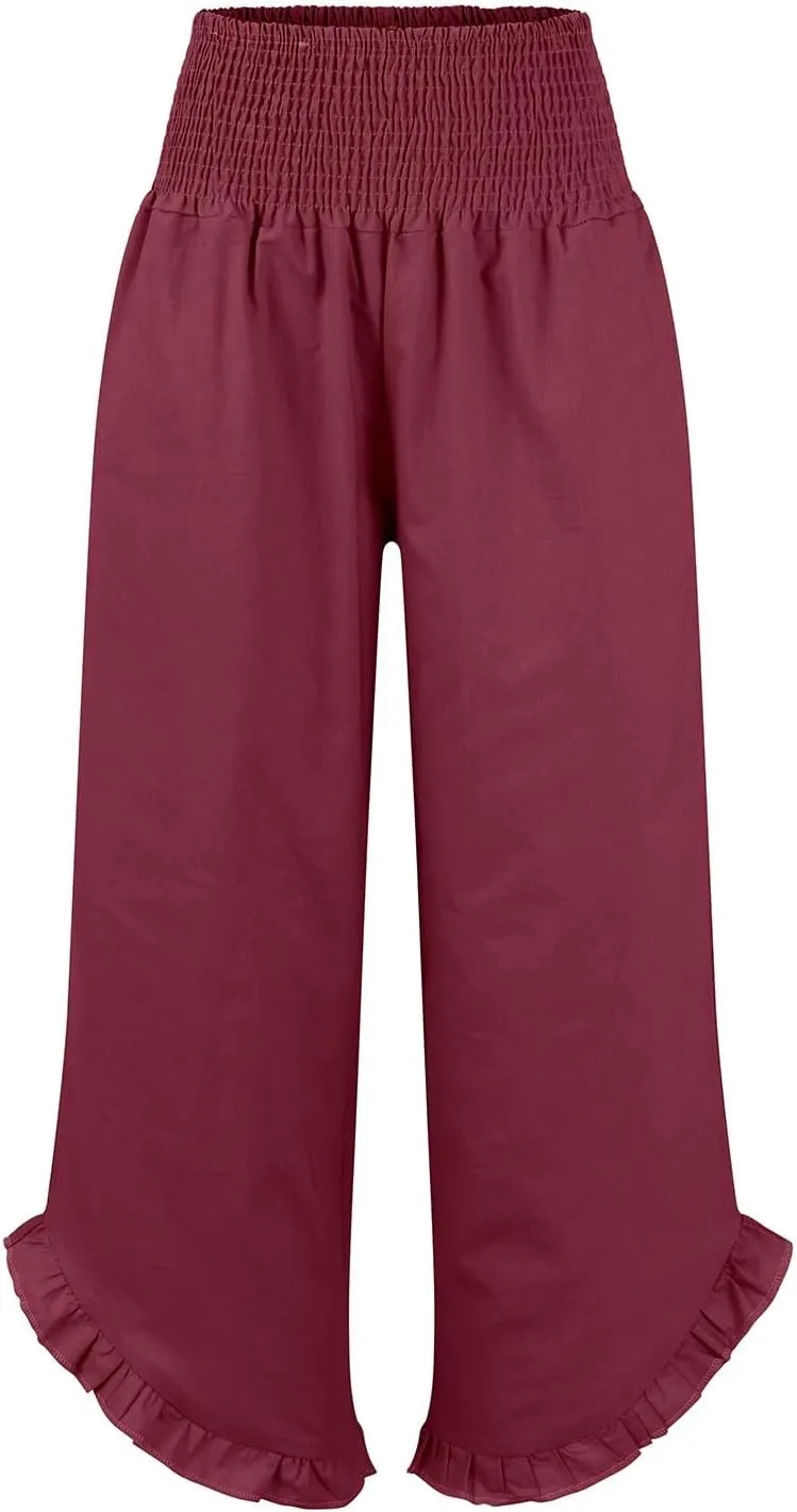 Wide Leg Pants Woman Flowy 2025 Summer Palazzo Trousers Dressy Cotton Linen Boho Long Pant Lounge with Pockets