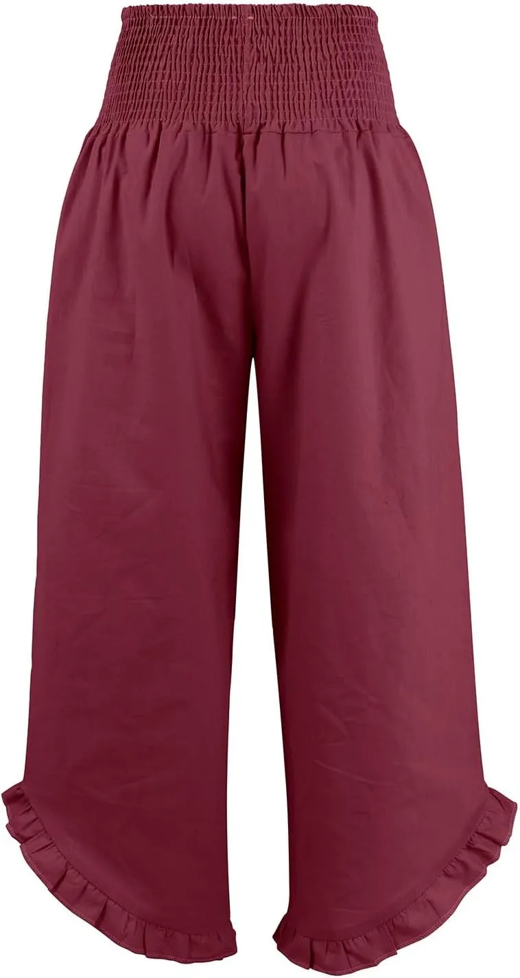 Wide Leg Pants Woman Flowy 2025 Summer Palazzo Trousers Dressy Cotton Linen Boho Long Pant Lounge with Pockets