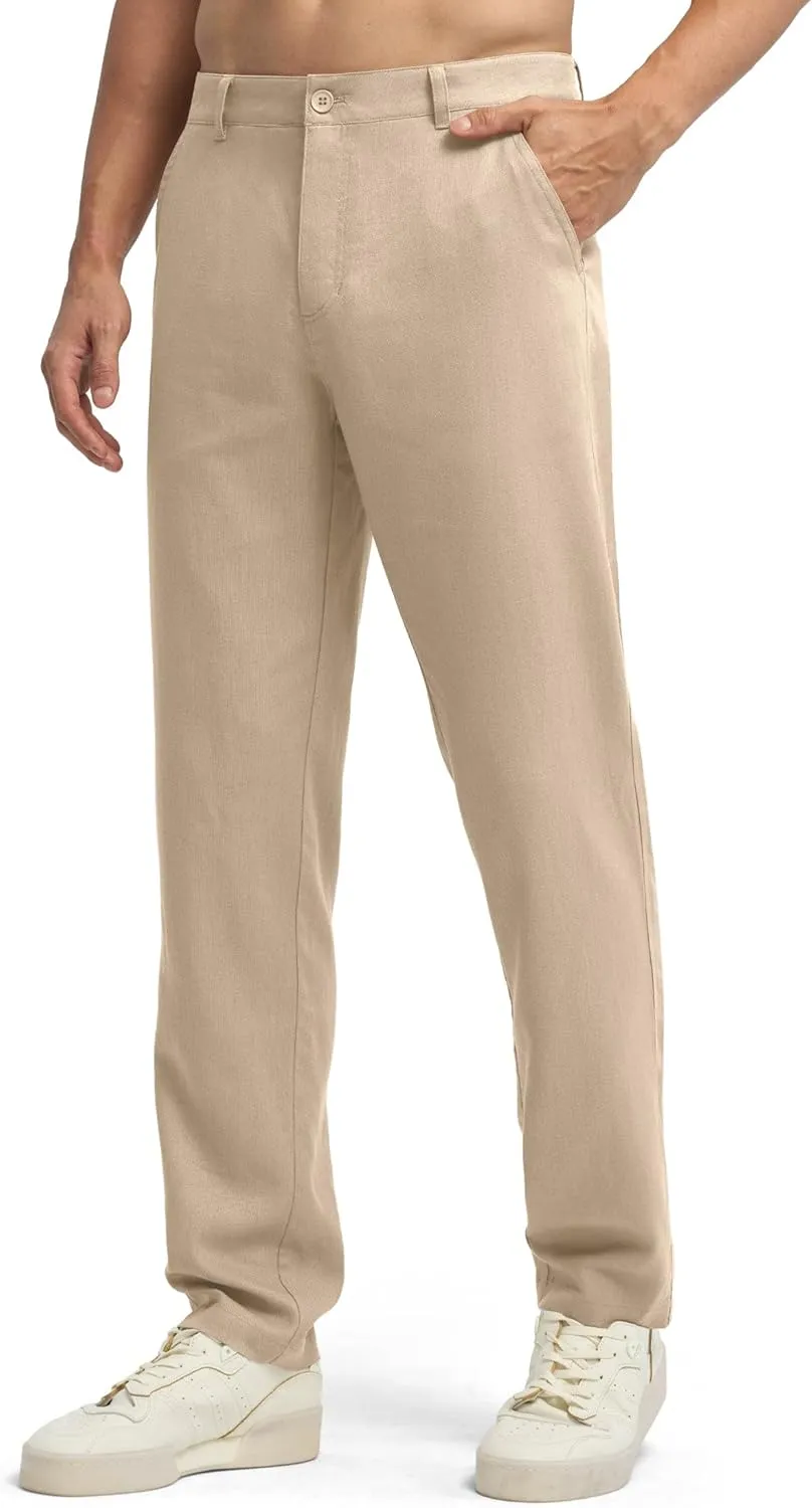 Willit Men's Linen Pants Casual Linen Dress Pants Beach Summer Lightweight Trousers 28" 30" 32"