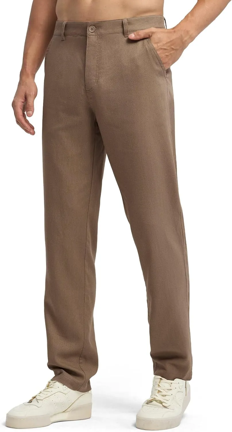 Willit Men's Linen Pants Casual Linen Dress Pants Beach Summer Lightweight Trousers 28" 30" 32"