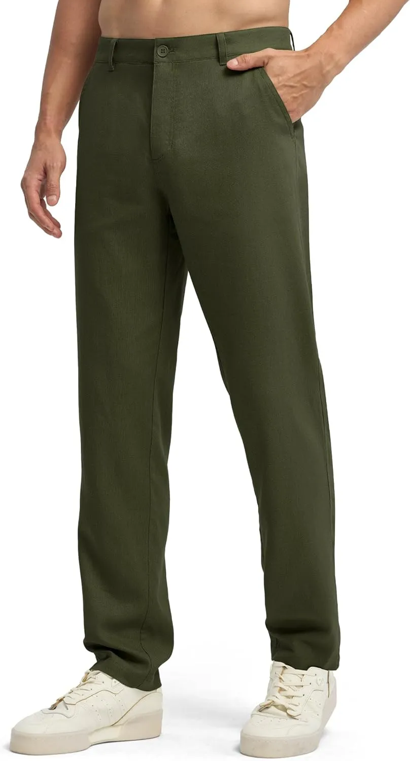 Willit Men's Linen Pants Casual Linen Dress Pants Beach Summer Lightweight Trousers 28" 30" 32"
