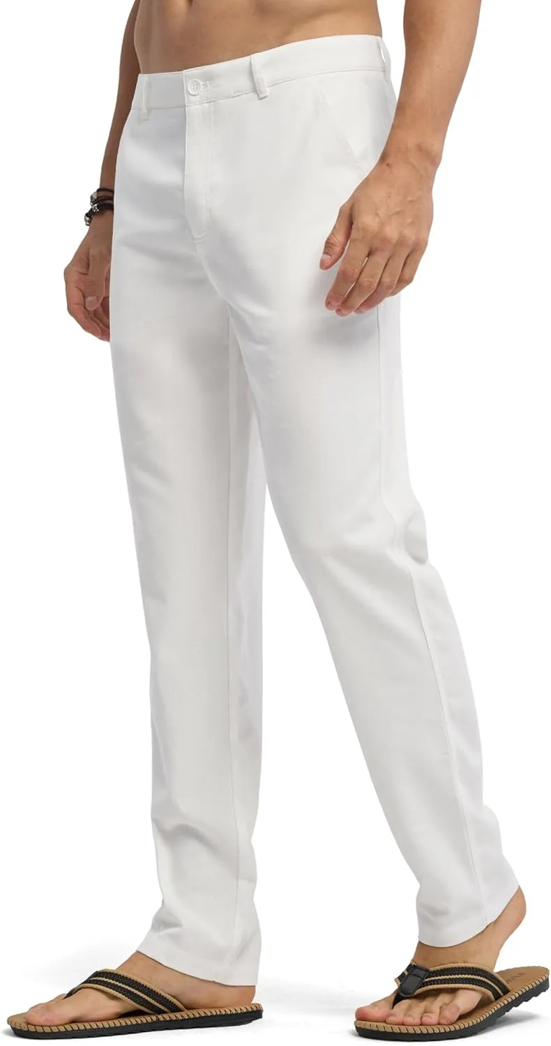 Willit Men's Linen Pants Casual Linen Dress Pants Beach Summer Lightweight Trousers 28" 30" 32"