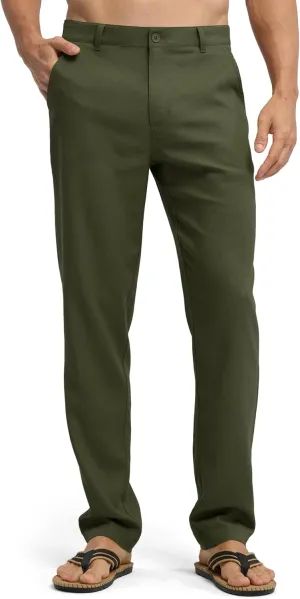 Willit Men's Linen Pants Casual Linen Dress Pants Beach Summer Lightweight Trousers 28" 30" 32"