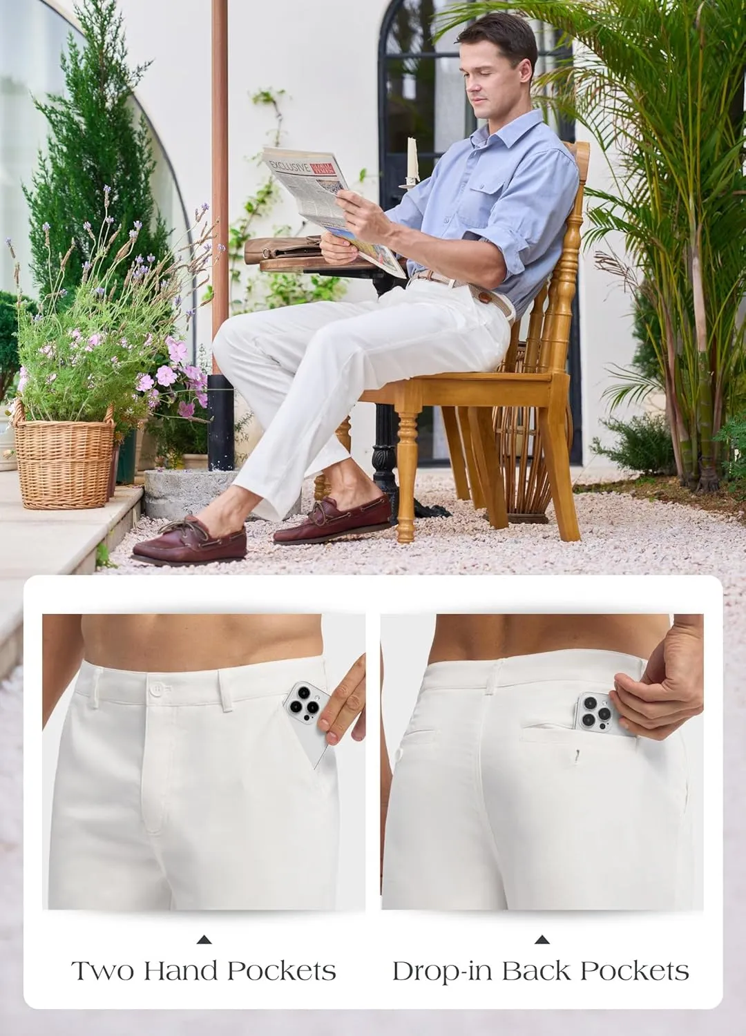 Willit Men's Linen Pants Casual Linen Dress Pants Beach Summer Lightweight Trousers 28" 30" 32"