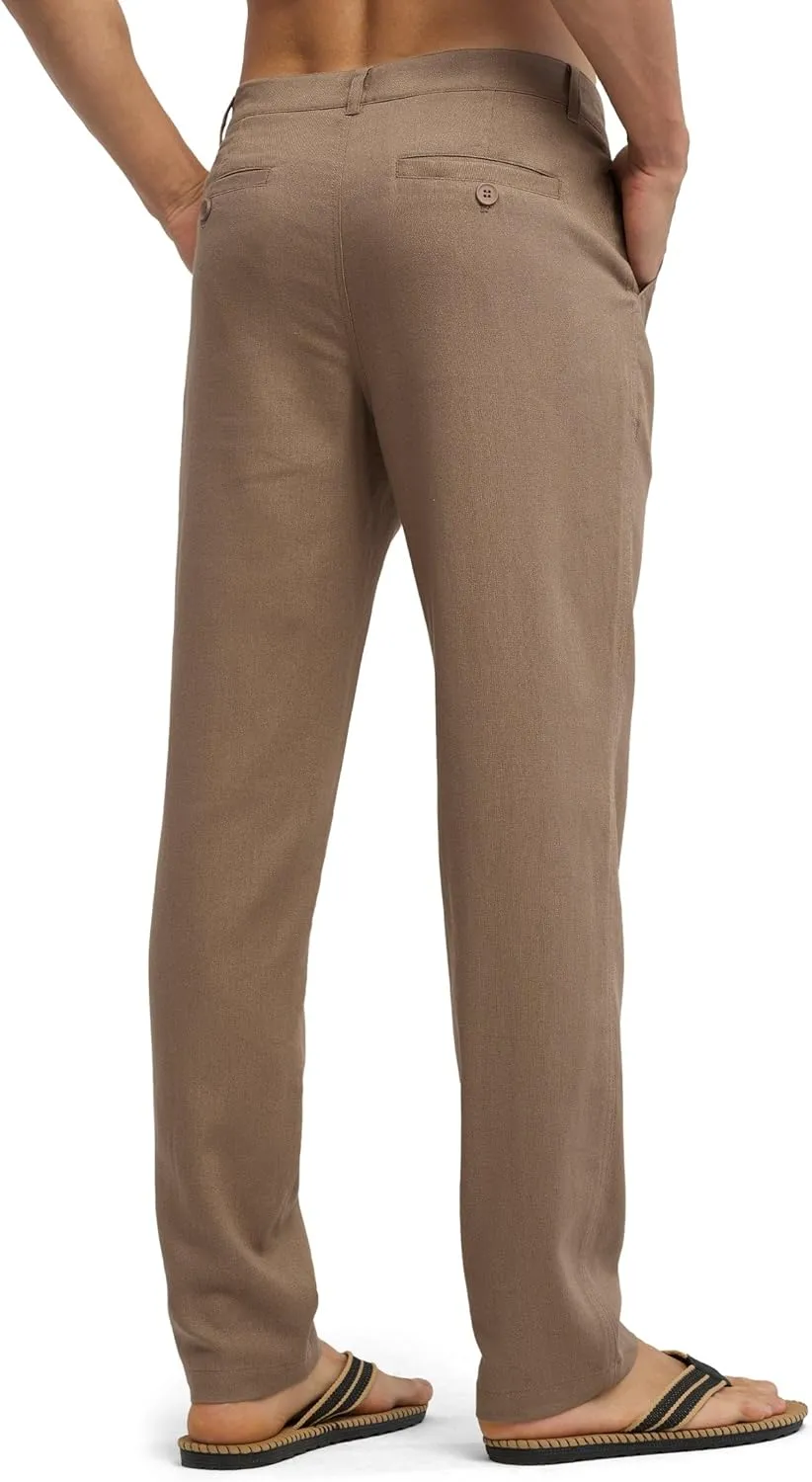 Willit Men's Linen Pants Casual Linen Dress Pants Beach Summer Lightweight Trousers 28" 30" 32"