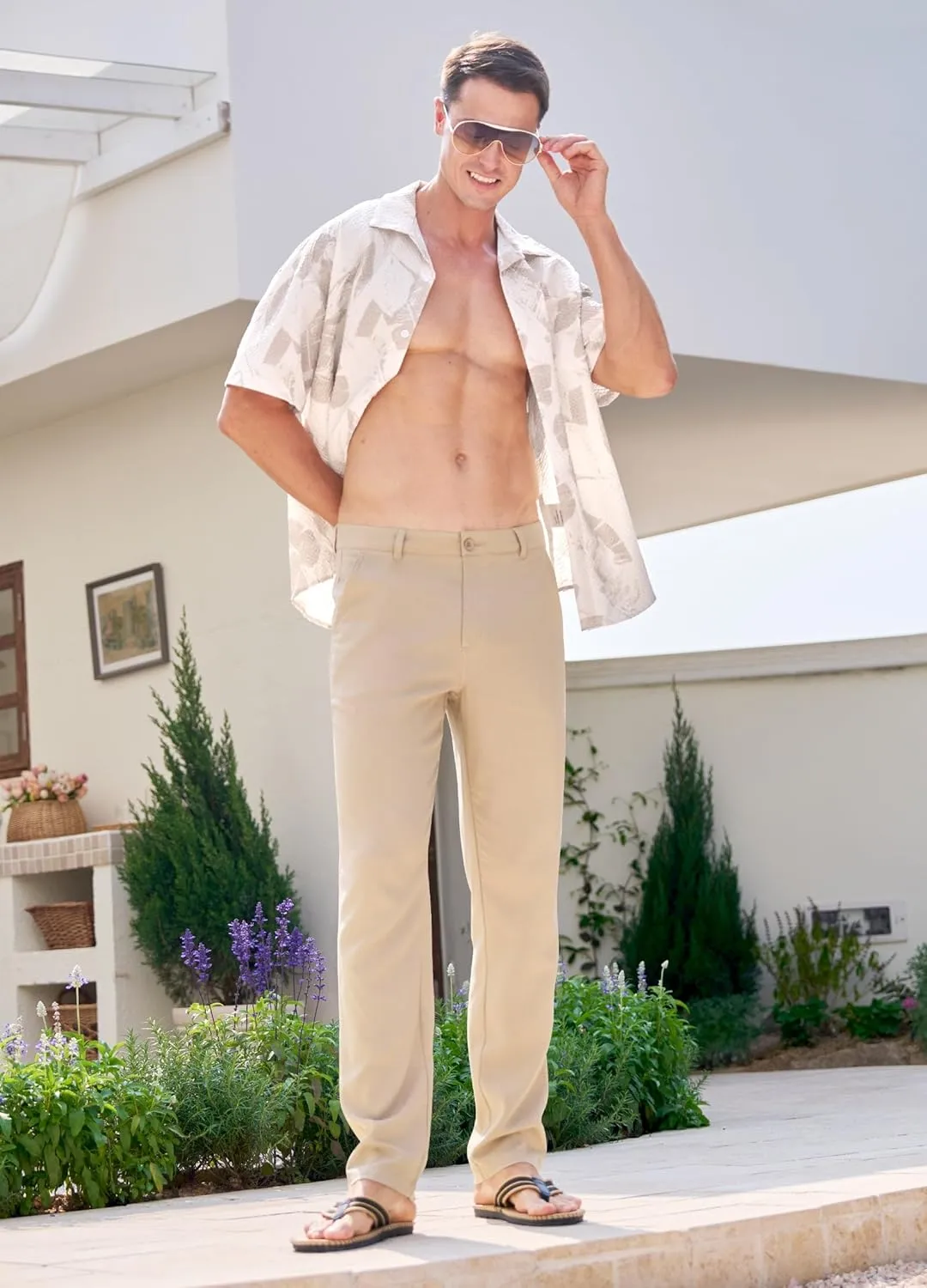 Willit Men's Linen Pants Casual Linen Dress Pants Beach Summer Lightweight Trousers 28" 30" 32"