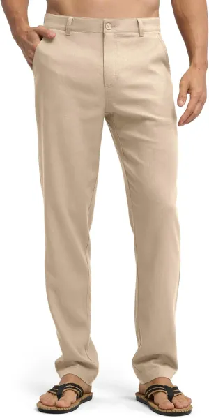 Willit Men's Linen Pants Casual Linen Dress Pants Beach Summer Lightweight Trousers 28" 30" 32"