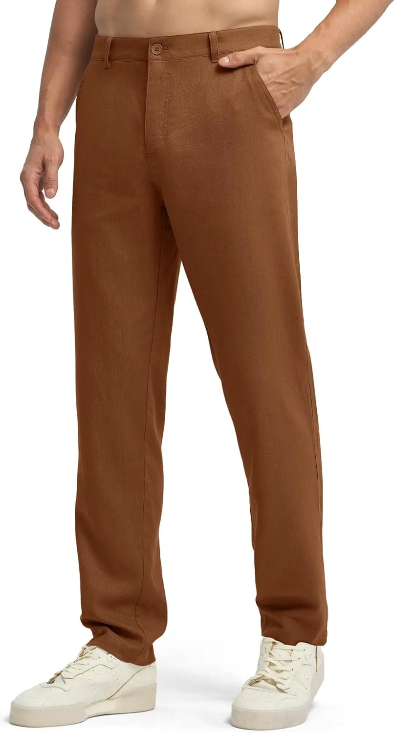 Willit Men's Linen Pants Casual Linen Dress Pants Beach Summer Lightweight Trousers 28" 30" 32"