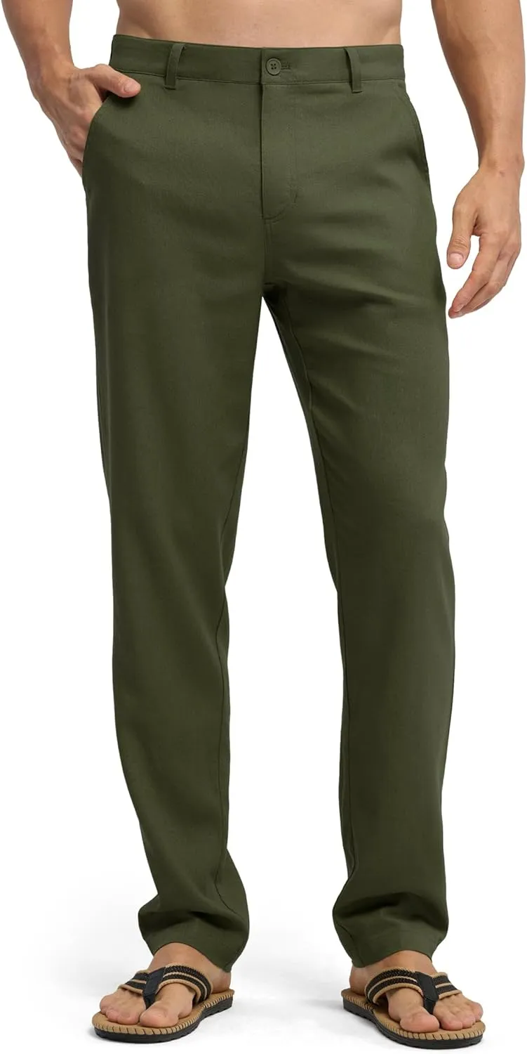 Willit Men's Linen Pants Casual Linen Dress Pants Beach Summer Lightweight Trousers 28" 30" 32"