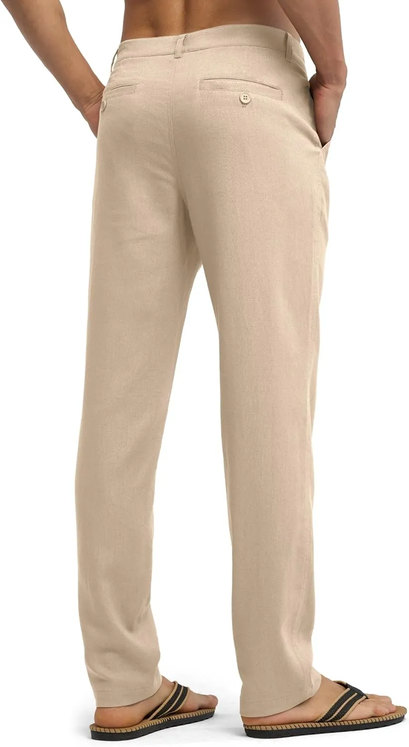 Willit Men's Linen Pants Casual Linen Dress Pants Beach Summer Lightweight Trousers 28" 30" 32"