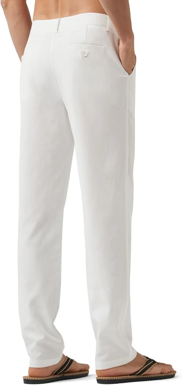 Willit Men's Linen Pants Casual Linen Dress Pants Beach Summer Lightweight Trousers 28" 30" 32"