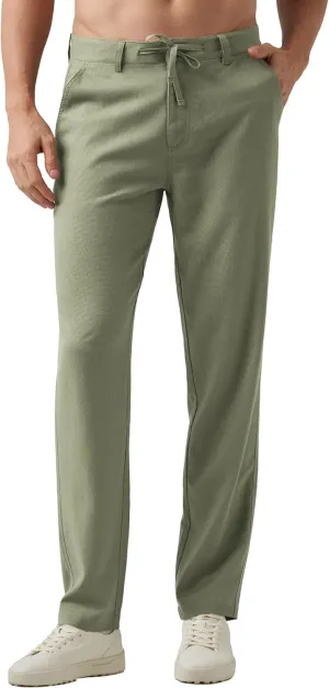 Willit Men's Linen Pants Casual Linen Dress Pants Drawstring Beach Summer Lightweight Trousers 29" 30" 32"