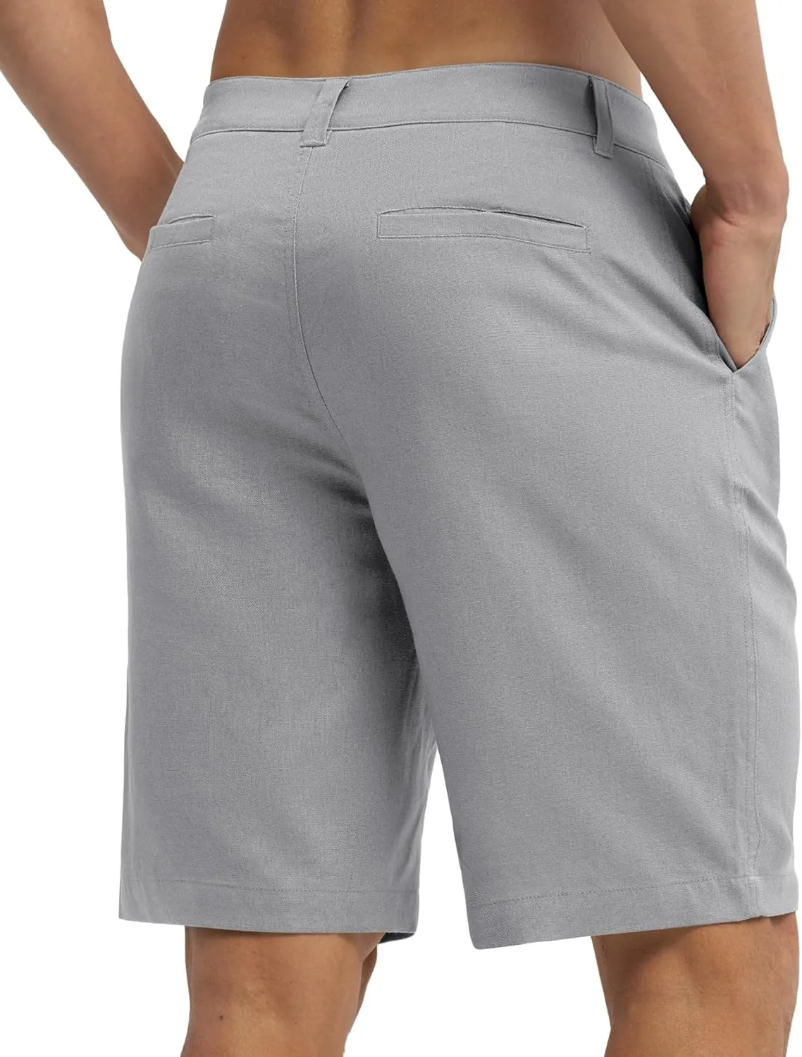 Willit Men's Linen Shorts Dress Summer Casual Work Linen Shorts Flat Front with Pockets 10"