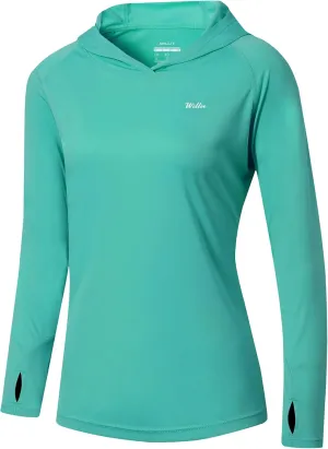 Willit Women's UPF 50  Sun Protection Hoodie SPF Shirt long sleeve Hiking Fishing Outdoor Shirt Lightweight Hoodie