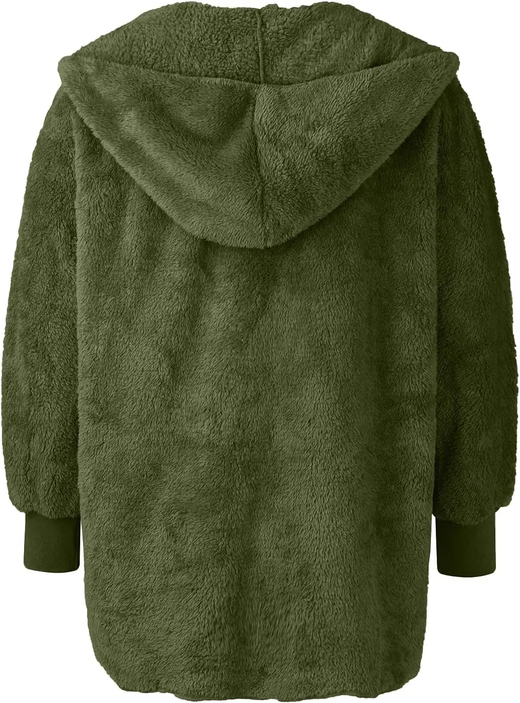 Winter Coats For Women Loose Hooded Jacket Plush Long Sleeve Cardigan Solid Color Coat