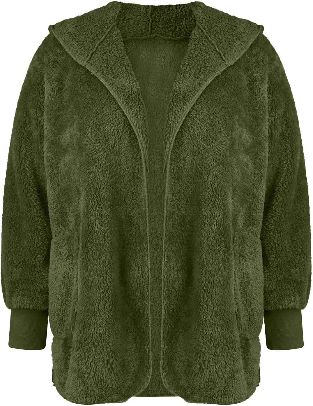 Winter Coats For Women Loose Hooded Jacket Plush Long Sleeve Cardigan Solid Color Coat