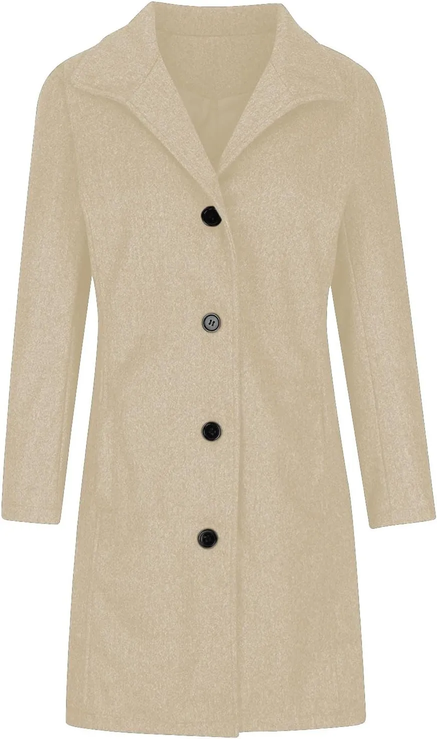 Winter Coats For Women Wool Blend Coat Fashion Button Lapel Solid Color Peacoat Fall Casual Going Out Long Overcoat