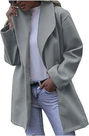 Winter Trench Coat for Women Casual Single Breasted Lapel Collared Pea Coats Warm Oversized Long Winter Jackets