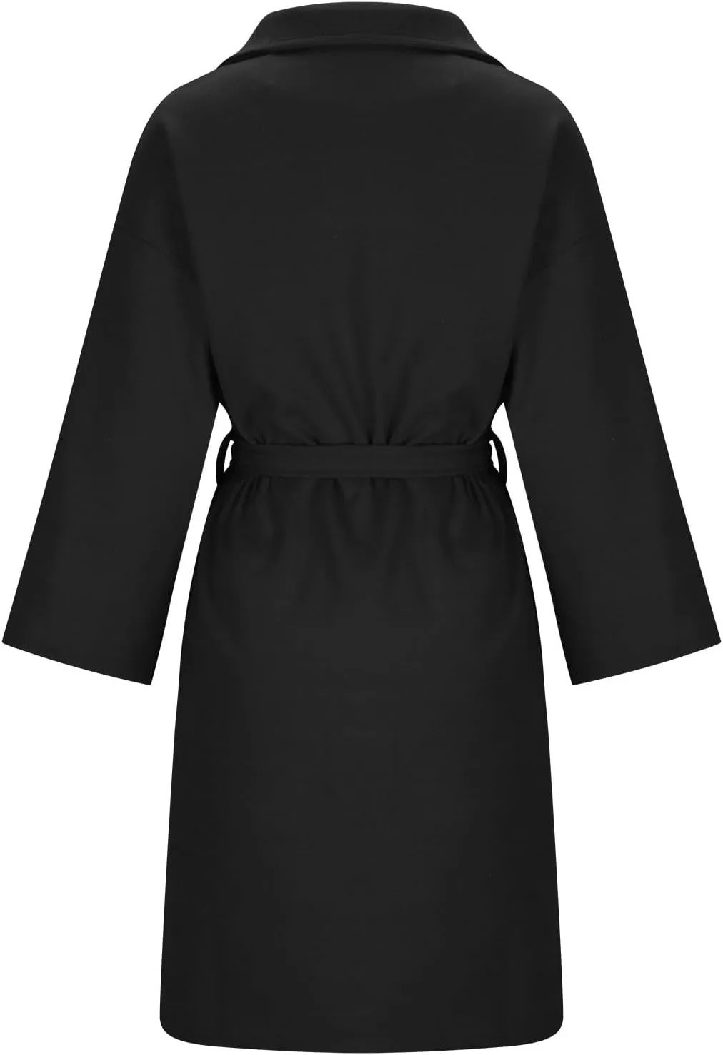 Winter Wool Coat for Women Notch Lapel Collar Open Front Pea Coat Loose Warm Mid-Long Trench Coats Overcoat