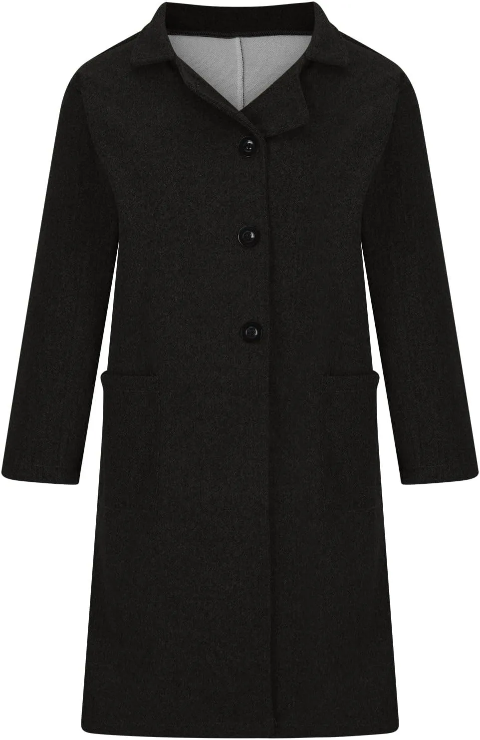 Wkishenl Long Coats for Women Trendy Notched Collar Single Breasted Pea Coat Elegant Work Office Mid Trench Coat with Pockets