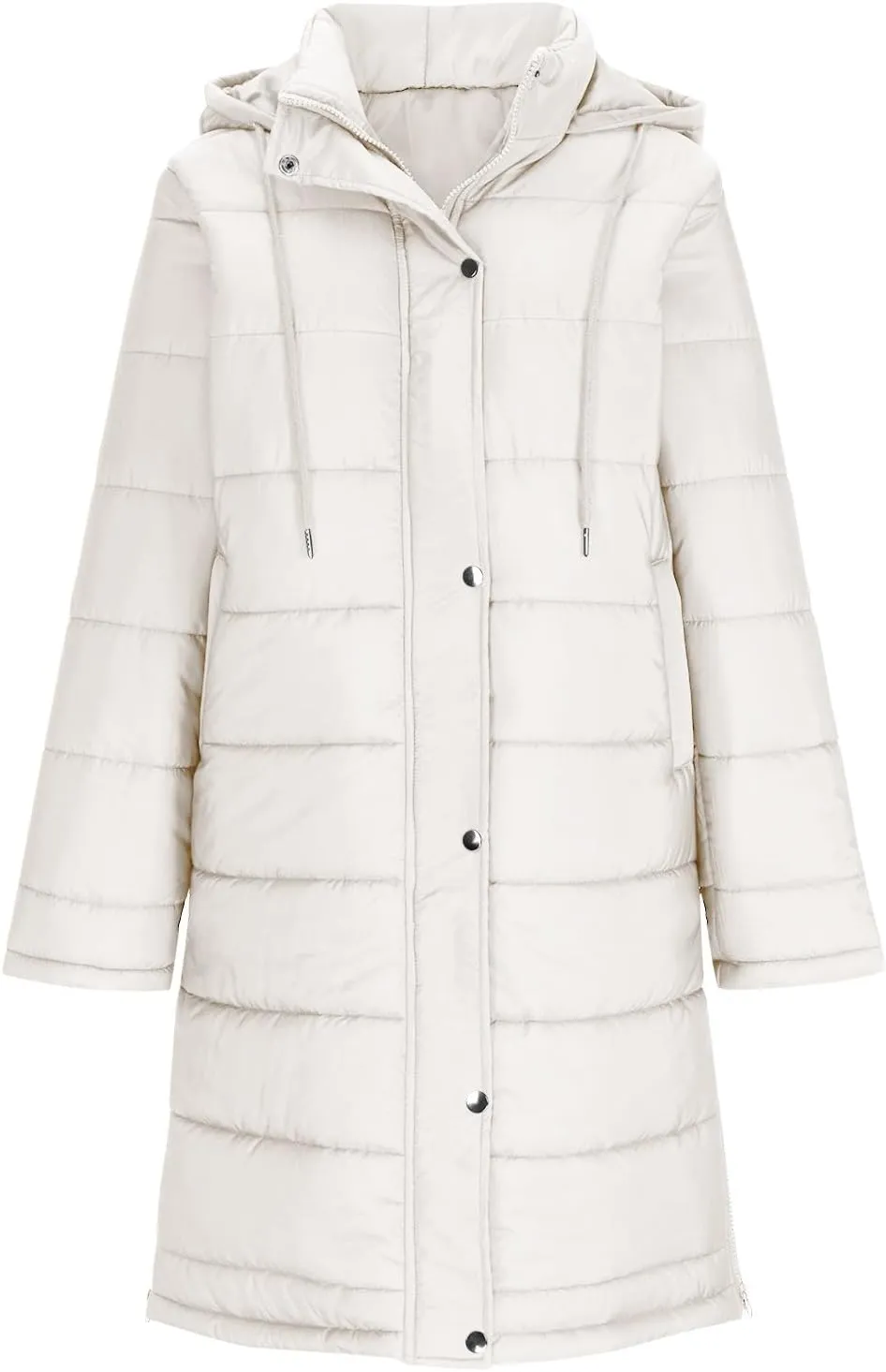 Wkishenl Long Puffer Coat Women Winter Coats Thickened Maxi Parka Jacket Full Zip Knee Length Quilted Outerwear with Hood