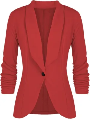 Women 3/4 Sleeve Blazer Casual Classic Open Front Cardigan Jacket Work Office Blazer Business Casual