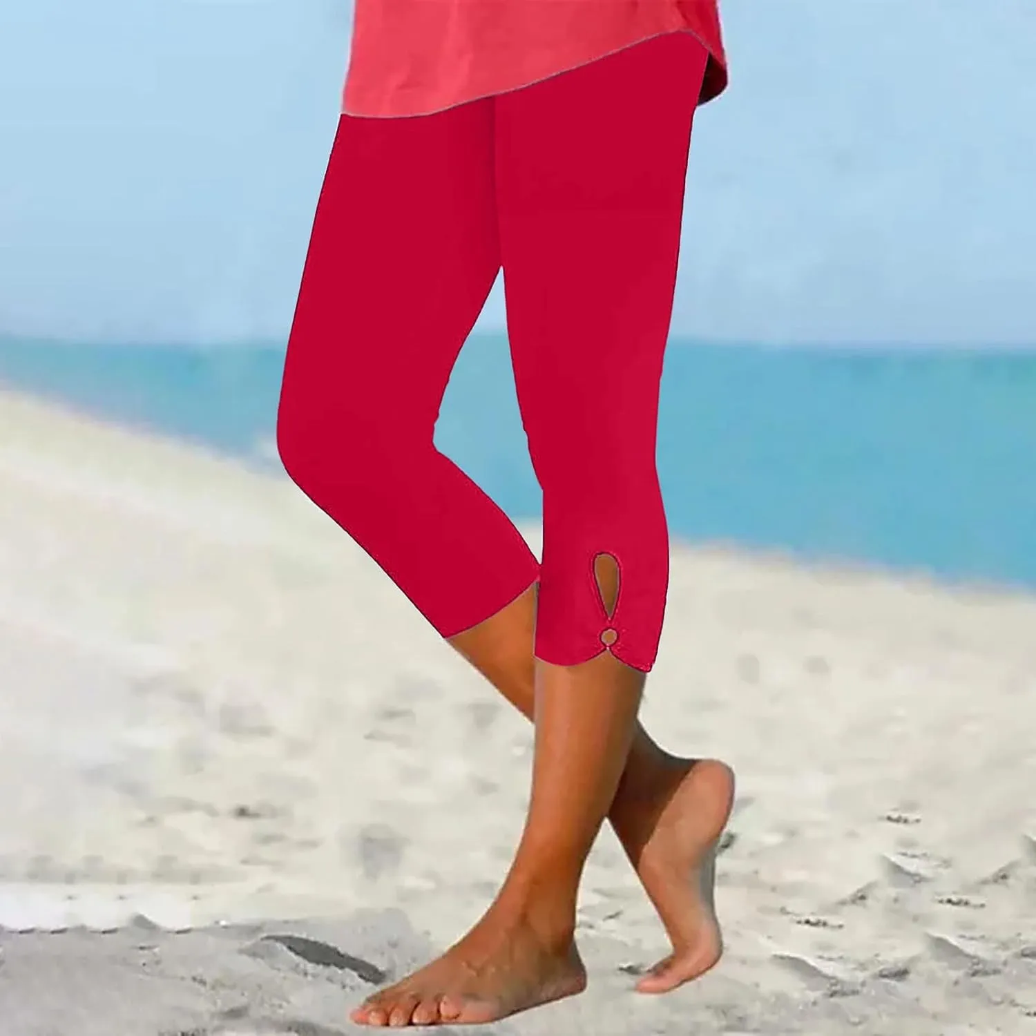 Women Capri Leggings 2024 Dressy Casual Summer Capris Knee Length Crop Pants Trendy Lightweight Ladies Clothing