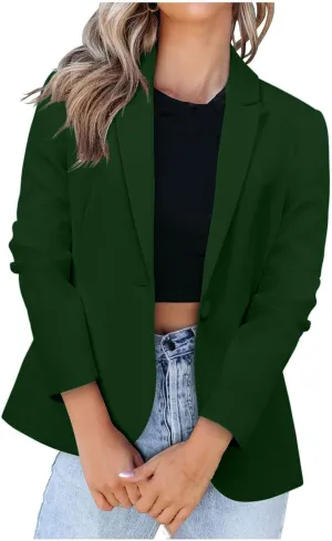 Women Fashion Button Down Blazer Suit Solid Long Sleeve Lapel Cardigan Blazer Business Casual Loose Jacket Coat