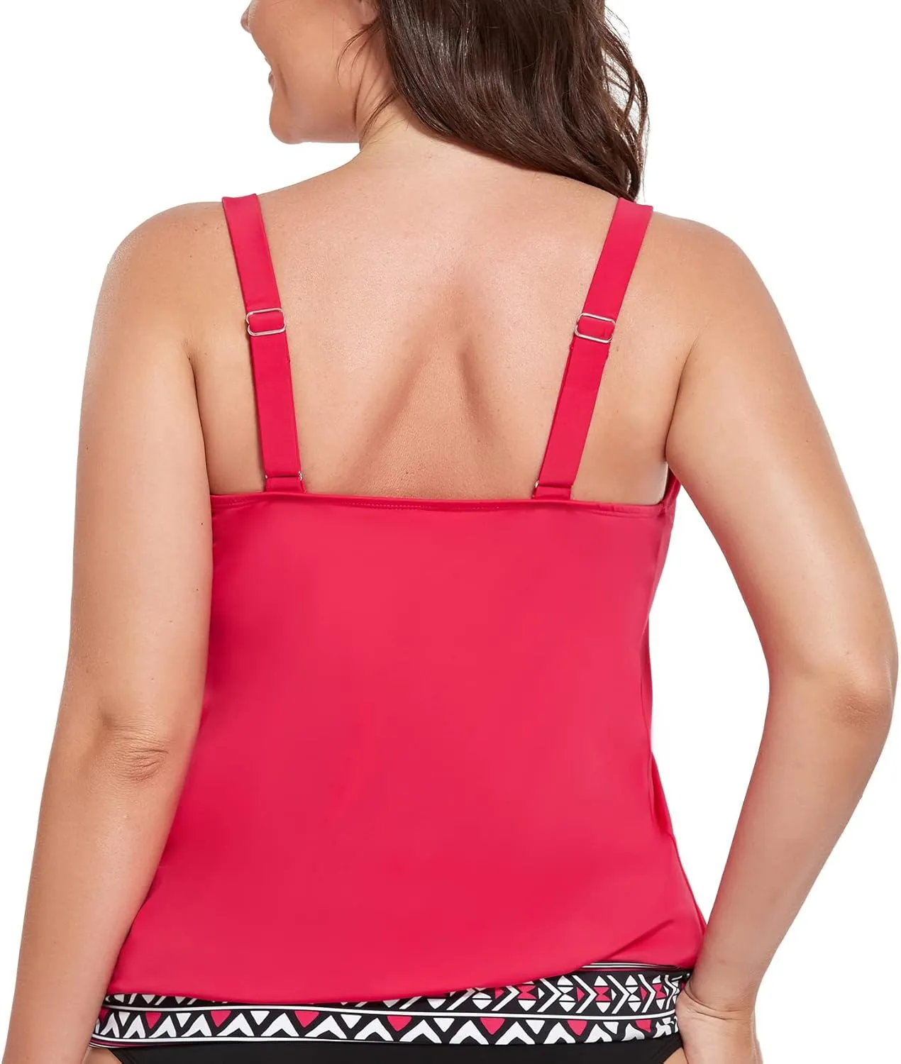Women Plus Size Tankini Top Printed Swimwear Bathing Suit Tank Top(No Bottom)