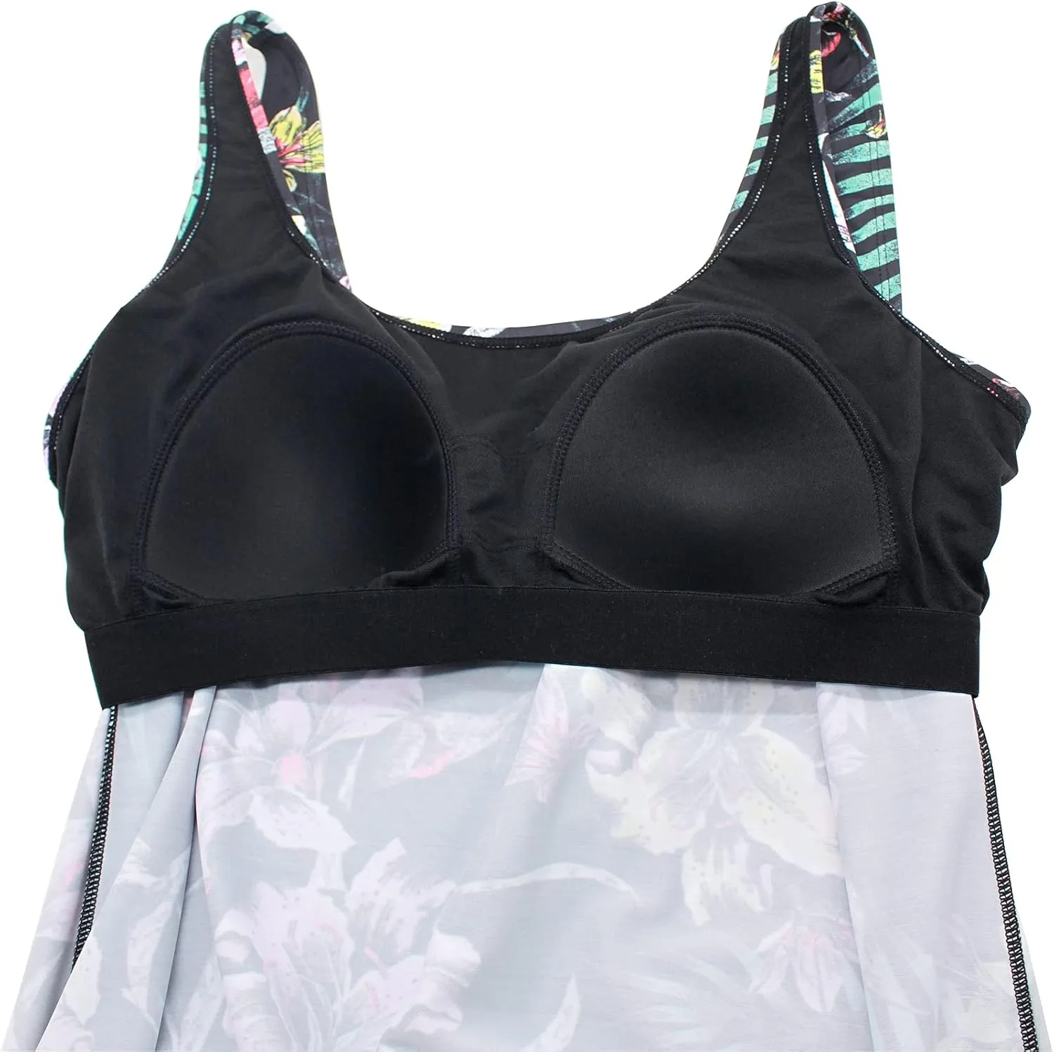 Women Plus Size Tankini Top Printed Swimwear Bathing Suit Tank Top(No Bottom)