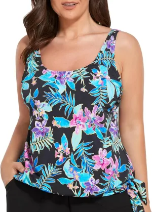 Women Plus Size Tankini Top Printed Swimwear Bathing Suit Tank Top(No Bottom)