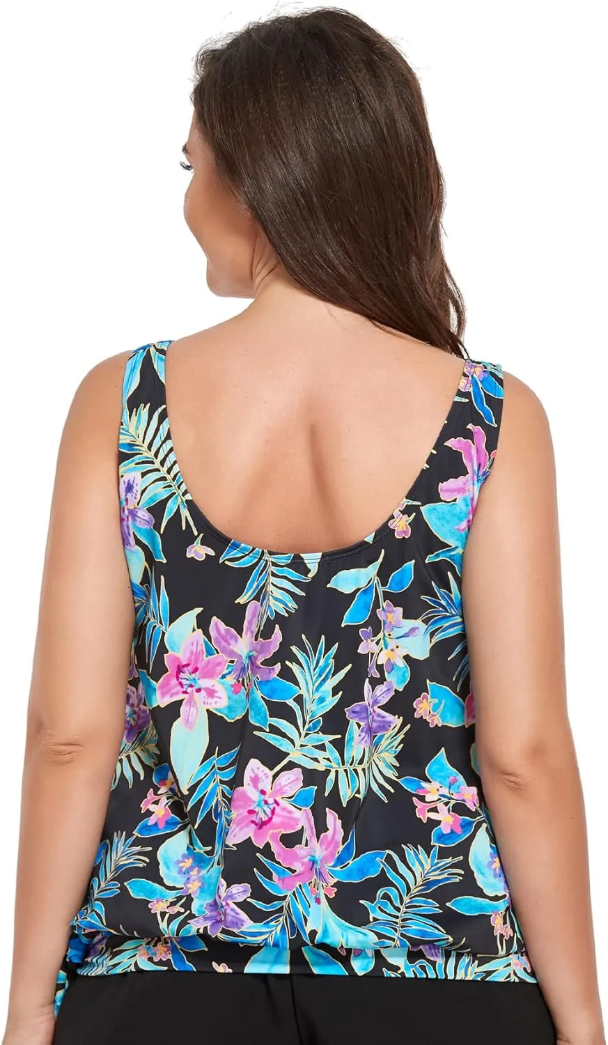 Women Plus Size Tankini Top Printed Swimwear Bathing Suit Tank Top(No Bottom)