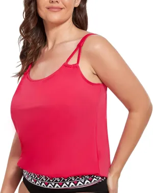 Women Plus Size Tankini Top Printed Swimwear Bathing Suit Tank Top(No Bottom)