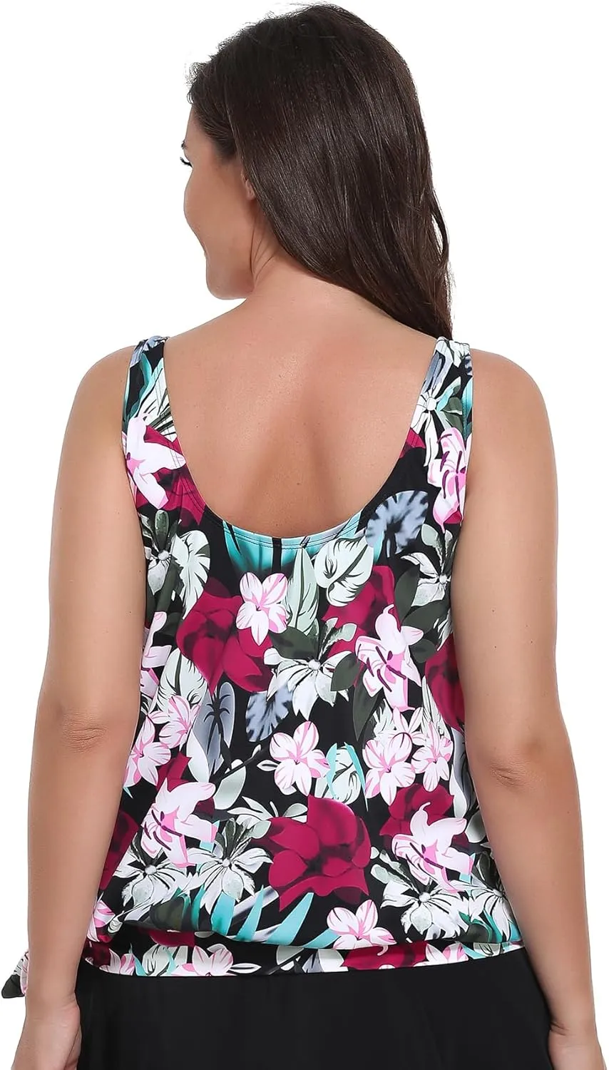 Women Plus Size Tankini Top Printed Swimwear Bathing Suit Tank Top(No Bottom)