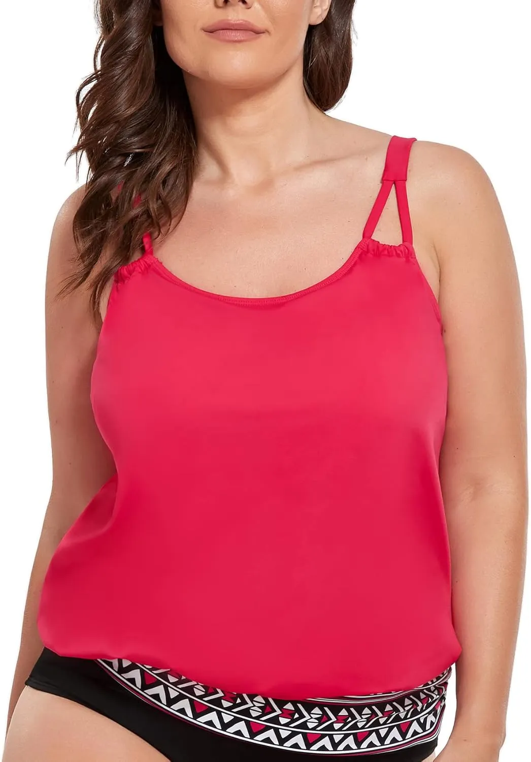 Women Plus Size Tankini Top Printed Swimwear Bathing Suit Tank Top(No Bottom)