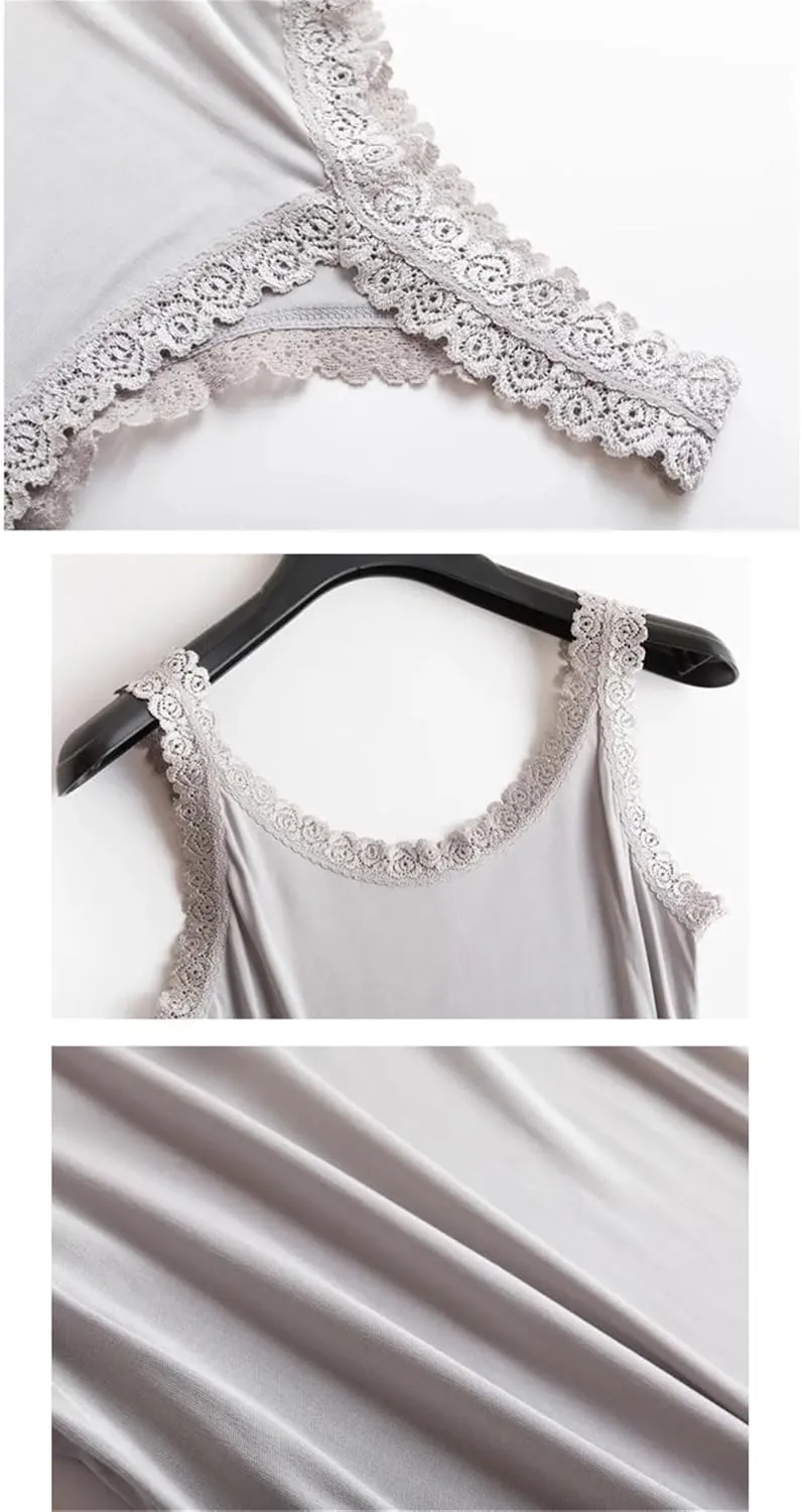 Women Silk Camis Lace Camisoles Bottoming Shirt