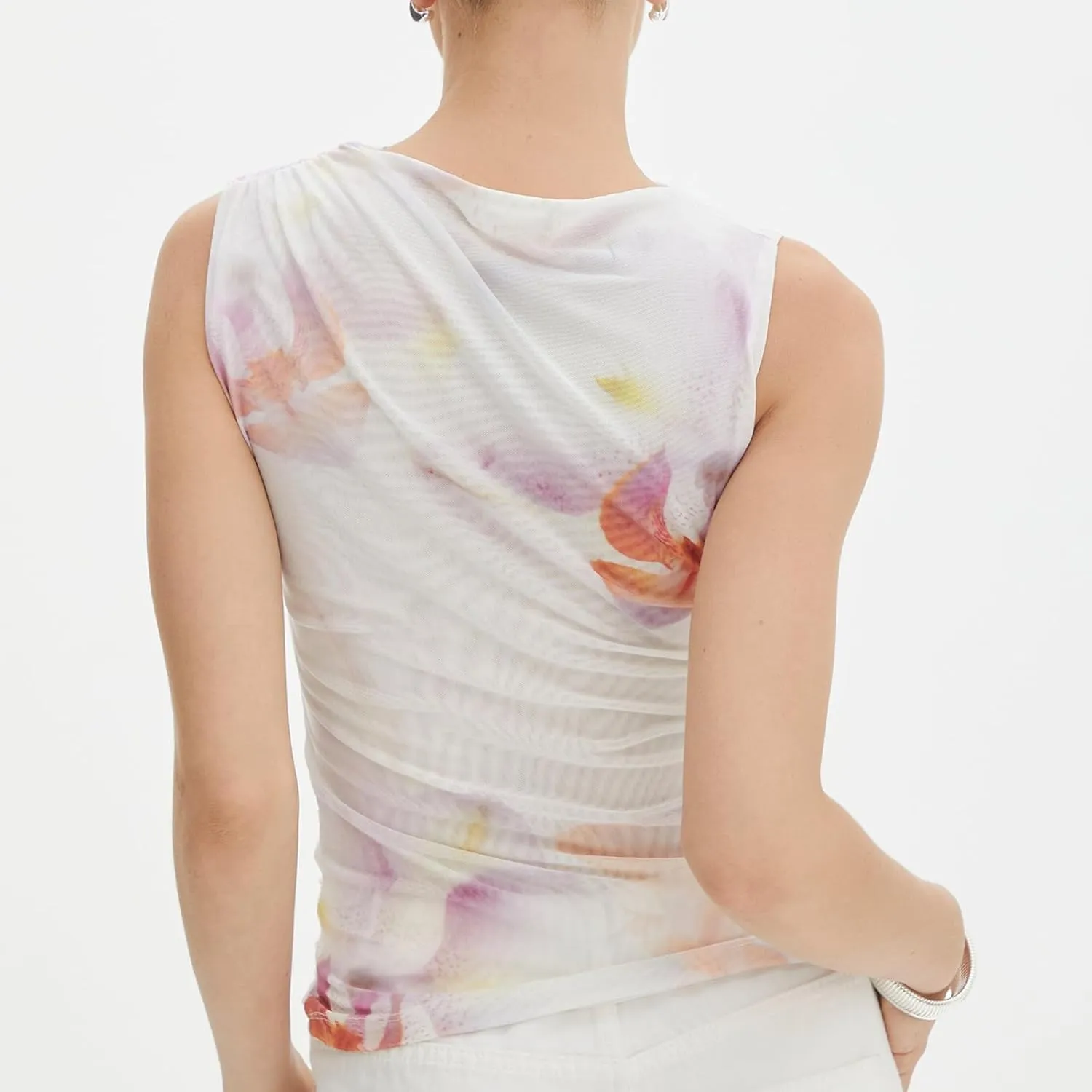 Women Y2k Floral Tank Top One Shoulder Sleeveless Graphic Cami Tank Top Flower Print Aesthetic Tee Summer Streetwear