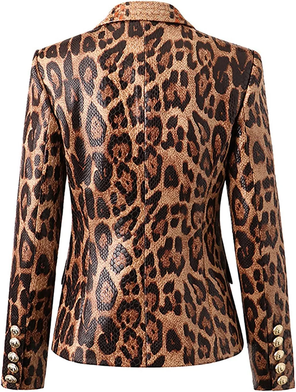 Women's Blazer Jacket Leopard Print Pu Leather Lady Business Office Work Blazer Suits Jackets Coats Outwear Party Dinner Prom