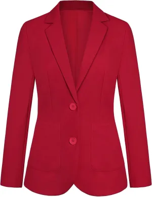 Women's Blazer Jackets Business 2-Button Open Front Long Sleeve Notch Collar Office Work Pocket Blazers