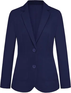 Women's Blazer Jackets Business 2-Button Open Front Long Sleeve Notch Collar Office Work Pocket Blazers