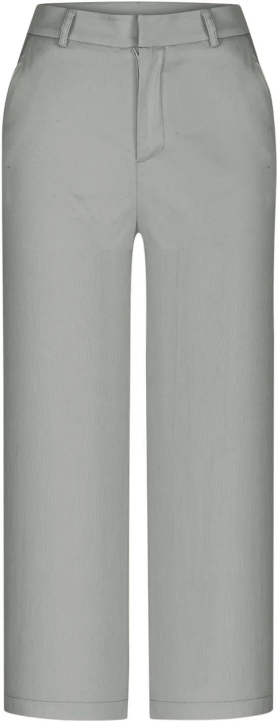 Womens Capri Pants Dressy Business Casual Dress Pants High Waisted Wide Leg Capris Summer Work Trousers with Pockets