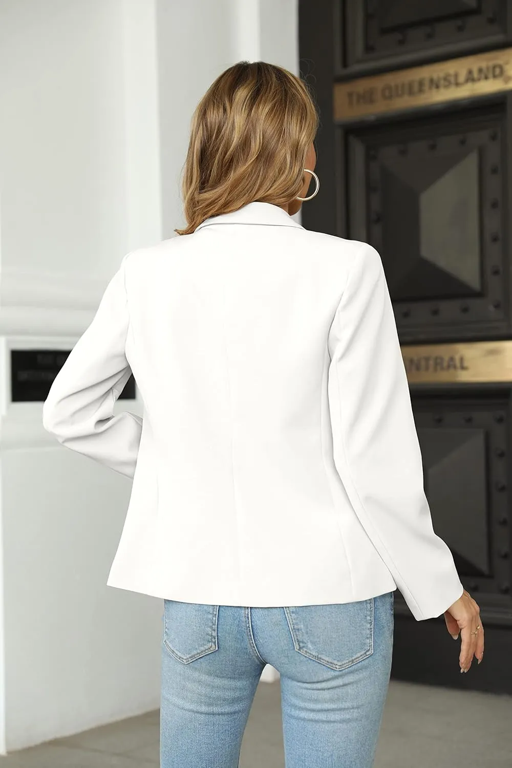 Womens Casual Blazers Long Sleeve Lapel Button Slim Work Office Blazer Jacket