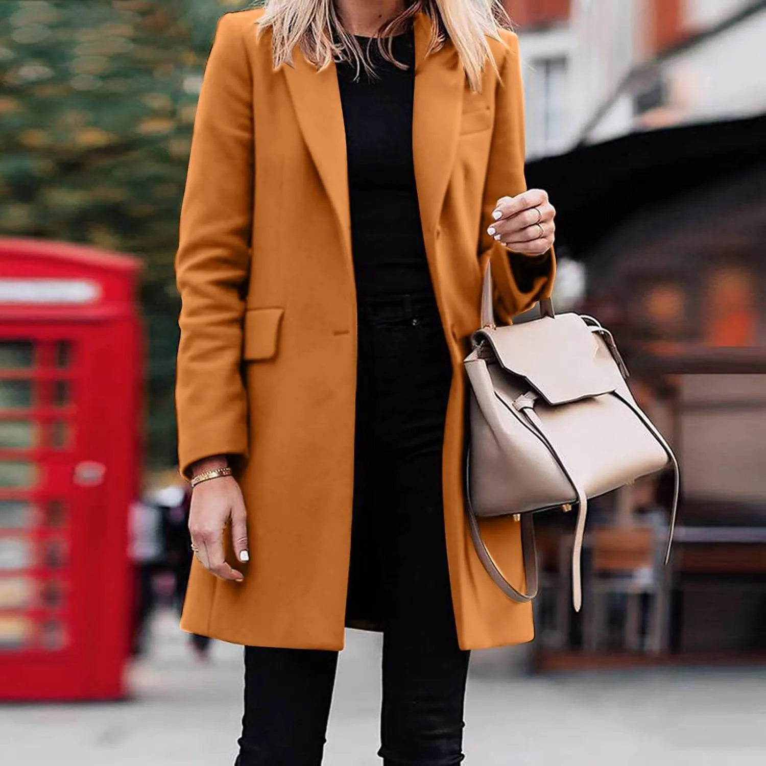 Womens Coat Fashion Winter Overcoat Single Breasted Trench Jackets Outwear Mid Long Trench Coat