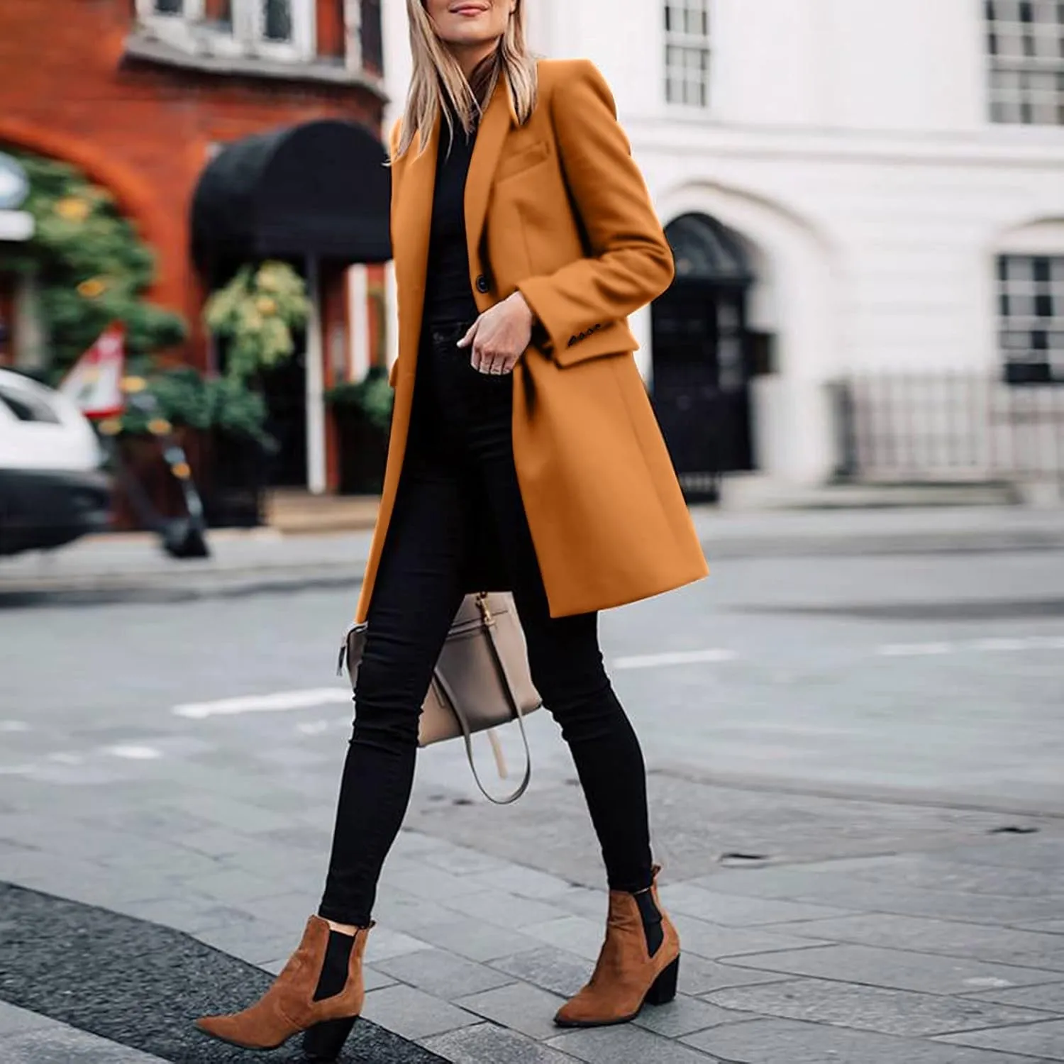 Womens Coat Fashion Winter Overcoat Single Breasted Trench Jackets Outwear Mid Long Trench Coat