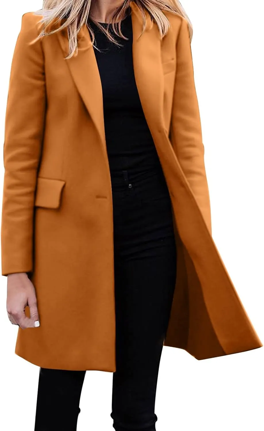 Womens Coat Fashion Winter Overcoat Single Breasted Trench Jackets Outwear Mid Long Trench Coat