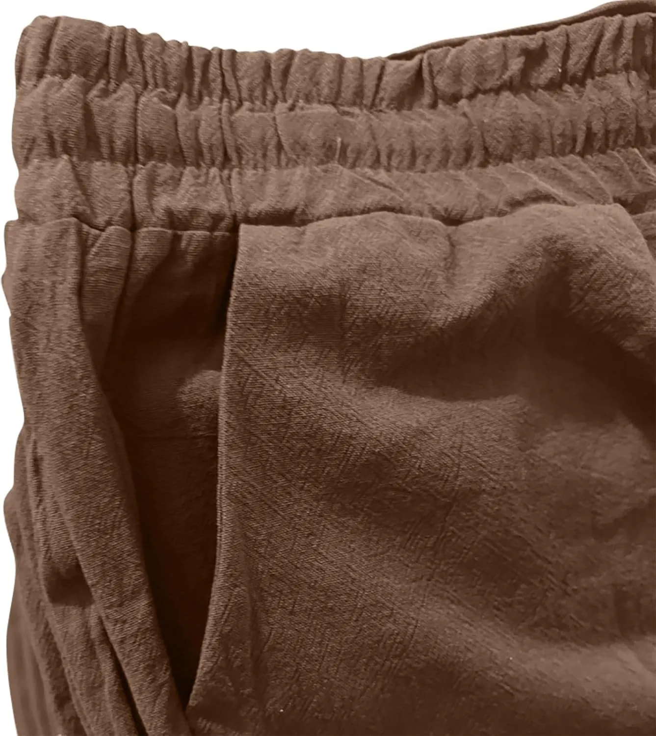 Women's Cotton Linen Pants Casual Loose High Waist Casual Wide Capri Pants Elastic Summer Beach Trousers with Pockets