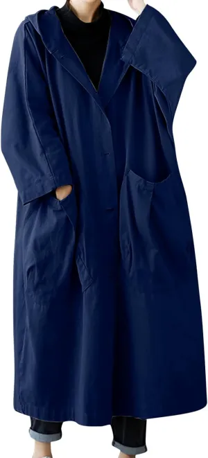 Womens Double Breasted Long Trench Coat Elegant Windbreaker Wild Winter Women'S Coat Double-Breasted Long Pedcoat