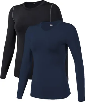 Women's Dry Fit Athletic Compression Shirt Long Sleeve Workout Base Layer T Shirt Tops Sports Gear