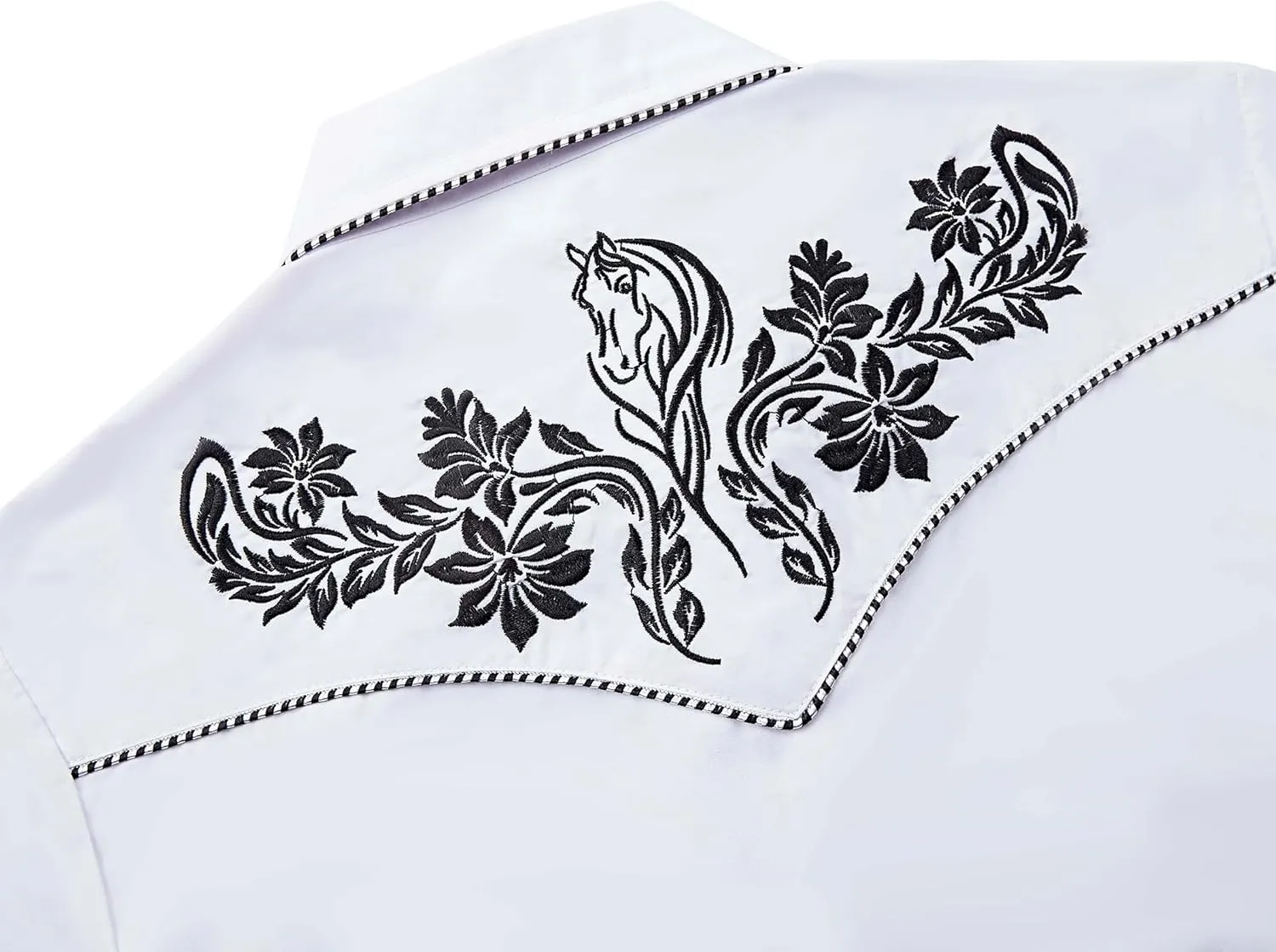 Women's Embroidered Western Cowgirl Slim Fit Shirt Snap Button Down Long Sleeve Shirt with Floral Embroidery