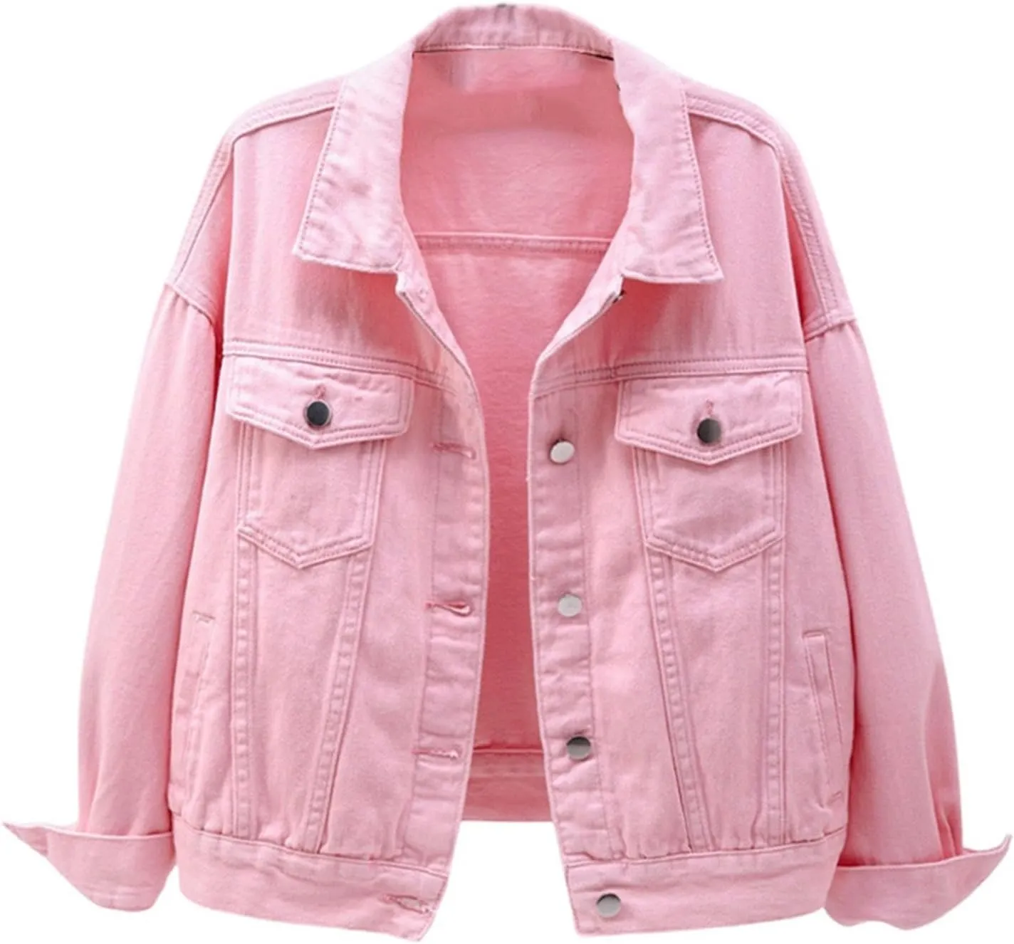 Women's Fashion Casual Colorful Solid Size Large Pocket Button Denim Coat Women's Short Coat Ladies Denim Jacket